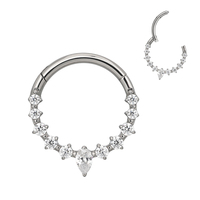 GZN Prêt à Expédier ASTM F136 Titanium Pearl Segment Hinged Nose Rings Jewelry Piercings Hoop Ring Fashion Earring Jewelry
