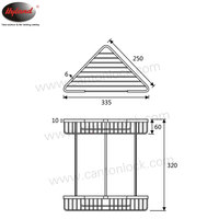 Étagère de salle de bain en acier inoxydable, étagère d'angle à double niveau, série Hyland OEM BH30, accessoire de salle de bain triangulaire