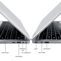 Yoga 11.6 inch laptop met Quad Core Z8350/N3350/N4000/N4120 processor, 256GB/512GB/1TB SSD, Windows 11 laptop voor notebook gebruik.