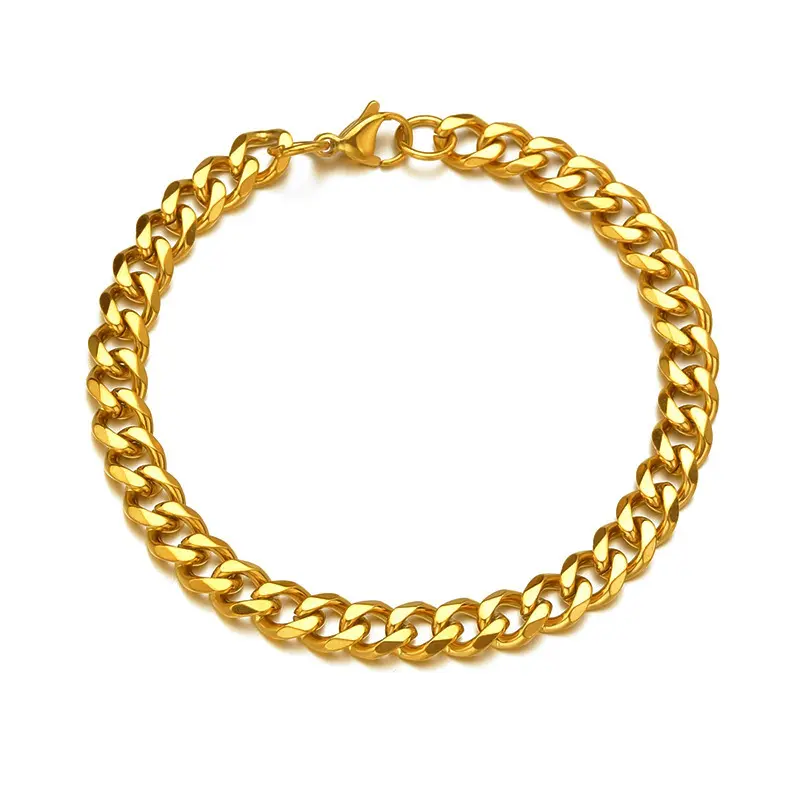 Olivia Cuban Chain 5mm Punk Miami Men Women 18K Gold Plated Jewelry Stainless Steel Cuban Bracelet