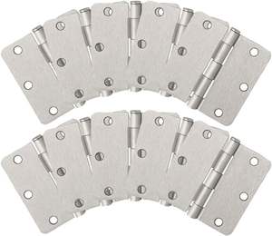 Dobradiças de porta de níquel acetinado HM1138, dobradiça de ferro escovado para portas interiores, cantos arredondados de raio de 3,5 polegadas e 5/8 - Product Image 3