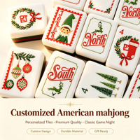 Jeu de Mahjong Américain Personnalisé de Noël, Tuiles de Mahjong en Acrylique Blanc, Motif Guirlande de Noël et Arbre, Mahjong pour Soirée de Jeu en Famille