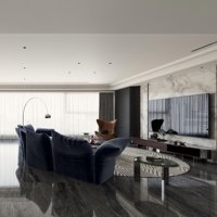 Design d'intérieur moderne pour appartement penthouse avec plan ouvert, design de luxe haut de gamme pour la vie urbaine