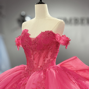 Vestido de Quinceañera Jancember 8566 Popular Color Fucsia con Hombros Descubiertos y Lazo - Product Image 5