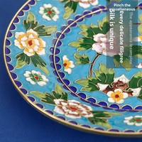 Cadeaux d'outre-mer spéciaux, artisanat de luxe de l'ancienne Pekine, assiette en cloisonné incrustée de filigrane doré, ornements de pivoine, entièrement faits à la main