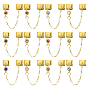 Bracelet Moyamiya avec 12 pierres de naissance, charme à la mode italienne, vente chaude, pendentif à crochet en or, bracelet élastique en acier inoxydable, breloques DIY - Product Image 4