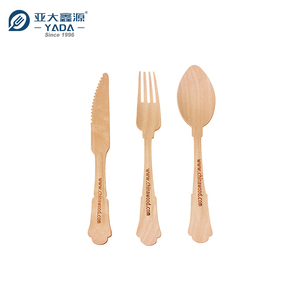 Yada dùng một lần sinh thái thân thiện bằng Gỗ Du lịch xử lý dao kéo với khăn ăn gỗ bánh mì salad trái cây ngã ba dao muỗng thiết lập dao kéo - Product Image 3