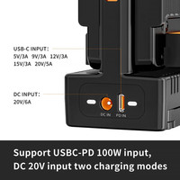 Station de charge double batterie V-Mount ZGCINE VM-C2 avec poignée, sortie CC 14,8 V, alimentation à charge rapide pour équipement d'éclairage vidéo