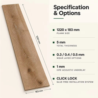 Plancher SPC Embossé en Register avec sous-couche IXPE 5mm 1220x183mm, système de pose Click Lock pour salon