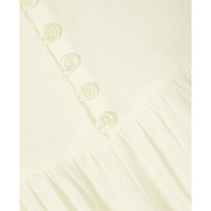 Vêtements pour femmes Robe longue décontractée de luxe en coton élégante de haute qualité Robe en lin à manches évasées et boutons couverts - Product Image 4