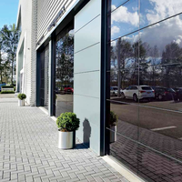Porte de garage sectionnelle automatique en verre trempé sans cadre, à vue complète, pour villa moderne