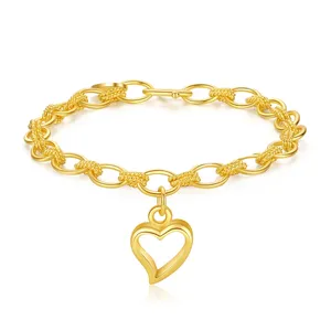 Tiktok Popular Ladies Tennis 14K 18K Gold Plated Link Bracelet Jewelry 925 Sterling Silver Heart Chain Bracelet For Women