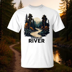 T-shirt Chilkat River au design rétro minimaliste, graphique naturel, pour hommes et femmes, vêtements unisexes - Product Image 3