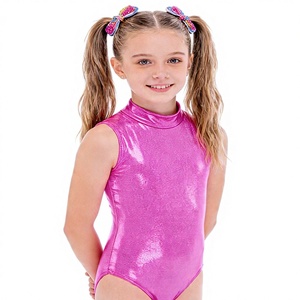 Детский гимнастический купальник для девочек, без рукавов, 100% нейлон, мягкий, дышащий, эластичный, облегающий, однотонный - Product Image 1