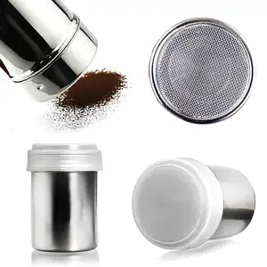 metal chocolate powder shaker salt spice shaker bottle stainless steel salt and pepper shaker with lid