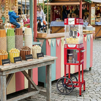 Chariot de concession pour pop-corn, avec bouilloire de 2,5 oz et 300 W, sur roulettes, prêt à être déplacé au comptoir