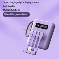Batterie externe portable 10000 mAh, chargeur rapide avec 4 câbles, affichage LED, lampe torche, cordon, 10000 mAh