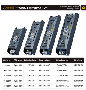 Fuente de Alimentación LED Delgada Serie K DESEE, 12V 24V 60W-400W, Controlador LED de Voltaje Constante, Transformador para Tiras de Luz LED de Interior - Product Image 2