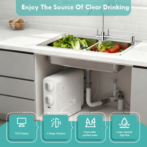 Purificateur d'<span class=keywords><strong>eau</strong></span> sous évier sans réservoir à osmose inverse 800 GPD en plastique électrique, personnalisé pour usage domestique et hôtelier, fabriqué par une usine OEM - Product Image 2