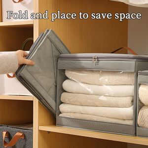 Clear Window <b>Storage</b> <b>Box</b> Stackable Closet Organizer <b>Storage</b> <b>Bins</b> for Bedding, Clothes, Blankets - Product Image 2