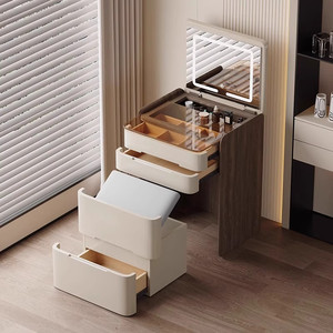 <span class=keywords><strong>Coiffeuse</strong></span> moderne blanc crème avec miroir LED <span class=keywords><strong>et</strong></span> tabouret, ensemble compact <span class=keywords><strong>de</strong></span> meuble <span class=keywords><strong>de</strong></span> maquillage pour chambre à coucher avec tiroirs <span class=keywords><strong>de</strong></span> rangement - Product Image 3