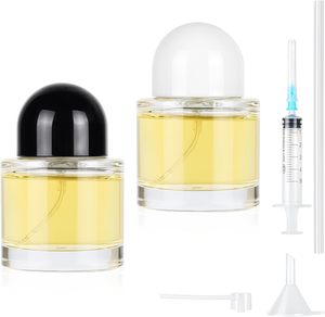 Luxury High Quality Glass <b>Perfume</b> <b>Bottle</b> with Magnetic Round Cap <b>30ml</b> 50ml 100ml Sizes Screen Printed Surface Manual Gift Box - Product Image 1