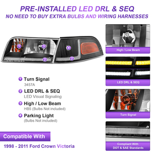 ไฟ LED DRL & Seq สำหรับ1998-2011คราวน์ LED ไฟเลี้ยวต่อเนื่องสำหรับ1998-201 - Product Image 4