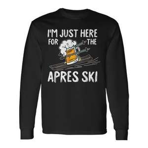 T-shirt à manches longues Apres Ski, design graphique ski et bière, textile doux - Product Image 1