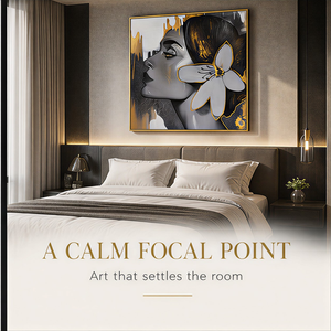 Impression d'art mural pour <span class=keywords><strong>femme</strong></span> en or, portrait abstrait noir et blanc, pour salon, chambre, hôtel, intérieurs modernes - Product Image 5