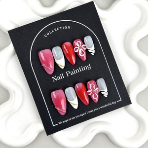 <span class=keywords><strong>Ongles</strong></span> artificiels en acrylique 100% faits à la main de haute qualité, modèle fleur 3D, couleur blush, forme amande, <span class=keywords><strong>faux</strong></span> <span class=keywords><strong>ongles</strong></span> moyens, 10 pièces/boîte, vente en gros - Product Image 4