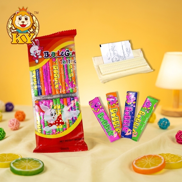 Wholesale Sweet 7cm Fruity Chewy Bubble Gum Candy with Tattoo Sticker