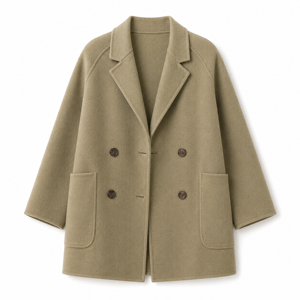 Abrigo de Lana Verde Salvia Claro para Mujer, Chaqueta de Lana Minimalista con Mangas Raglán Extra Grandes para el Día a Día - Product Image 4