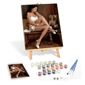 Wholesale Price Beautiful Girls Digital Oil Painting Wood Painting By Numbers 40x50cm