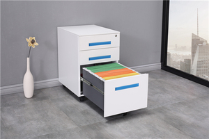 Bedroom Office 3 Drawers Cabinet Modern Design Adjustable Mobile Steel Rolling File Cabinet Under <b>Desk</b> Steel Mobile Pedestal - Product Image 4
