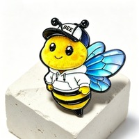 2 styles de broches en émail abeille mignonnes en alliage de zinc, style dessin animé graffiti, pour sweat à capuche, badges animaux, bijoux