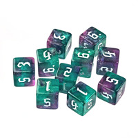 Jeu de dés D6 caméléon de 16 mm, dés en résine multicolores avec une nouvelle police pour les jeux de rôle et de société