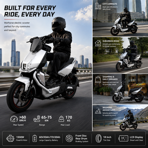จักรยานไฟฟ้า 72V 1500W 3 สปีด แบบไม่มีแปรงถ่าน ระยะไกล สำหรับผู้ใหญ่ สกู๊ตเตอร์ไฟฟ้าในเมือง โครงเหล็ก แบตเตอรี่ตะกั่วกรดอิเล็กทรอนิกส์ - Product Image 4