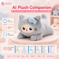 Peluche chat gris AI, grande taille, décoration os de poisson, 3 modèles, ChatGPT, 50+ langues, mémoire longue durée, puce TUYA T5, rembourrage en coton PP