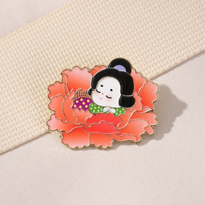 Yini ปิ่นเคลือบสไตล์จีน-เข็มกลัดชุบสังกะสีผสมในรูปดอกโบตั๋นของขวัญที่มีชีวิตชีวาและทนทานสำหรับคอลเลกชันพร้อมเสน่ห์แบบตะวันออก - Product Image 2