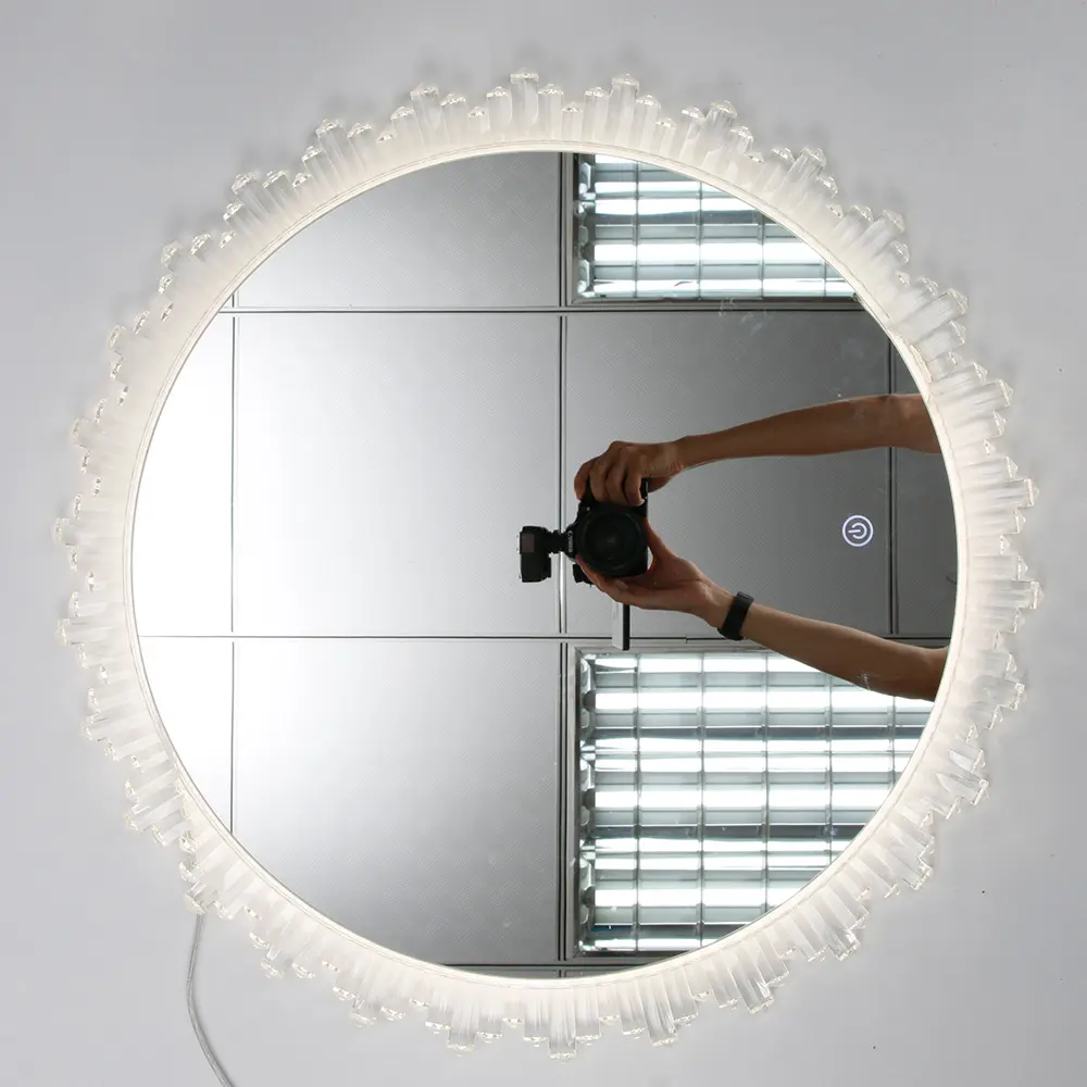 Venditore caldo rotondo Hotel bagno di lusso bagno Led specchio decorazione della parete moderno lusso senza appannamento bagno specchio per il trucco