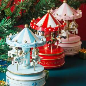 Navidad Merry Go Round Carrusel Caja de música Decoración de Año Nuevo Adorno Regalos empaquetados para cumpleaños Vacaciones - Product Image 2