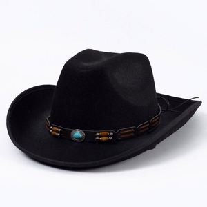 Wholesale New Arrival Wood Beads Mexican Felt Cowboy <b>Hats</b> Europe American Fashion Women <b>Purple</b> Western Cowboy <b>Hats</b> - Product Image 3