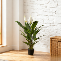 Plante artificielle en pot Nifloral de haute qualité, lys de la paix en plastique de 92 cm, fleurs blanches, élégante et sans entretien, décoration intérieure persistante