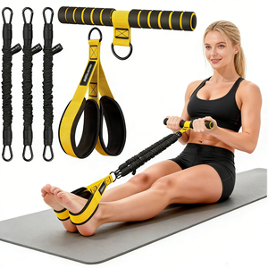 Fasce di Resistenza Regolabili a 3 Tubi, Fasce Elastiche Multifunzione <span class=keywords><strong>con</strong></span> Pedali e Maniglie per Addominali e Gambe, Attrezzo per <span class=keywords><strong>Esercizi</strong></span> a Casa - Product Image 1