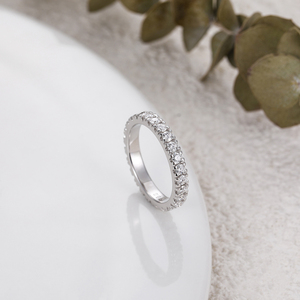 Anillo de Plata de Ley S925 con Banda Completa de Moissanita VVS1 Certificada por GRA de OAHLAN, 3 mm, para Uso Diario de Mujeres - Product Image 6