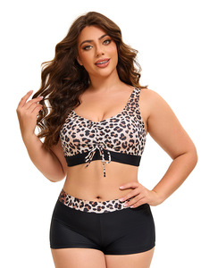 Traje de baño de talla grande ecológico con diseño de espalda recortada con estampado de patrón sólido para mujer europea americana Sexy - Product Image 2