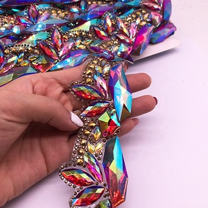 Costumes de carnaval <span class=keywords><strong>Samba</strong></span> faits à la main fer sur rouge AB strass garniture Applique Hot Fix coupe pour Costume artisanat DDAB04 - Product Image 2