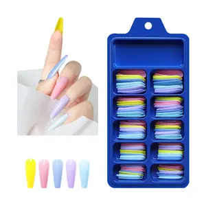 VV MEI JIA ER 100 штук смешанных цветов на выбор, оптовая продажа искусственные накладные балетки ногти обнаженной сплошной ярким дизайном: нажмите на ногти