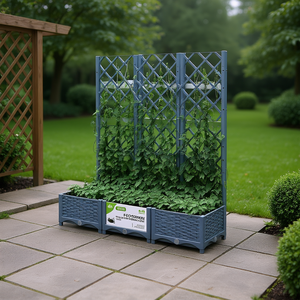 Grand bac à plantes en polypropylène bleu gris, design moderne pour usage extérieur - Product Image 2