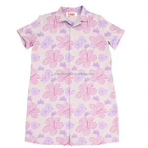 Robes chemises imprimées hawaïennes personnalisées OEM pour femmes, robes d'été pour femmes en gros, longueur genou - Product Image 6